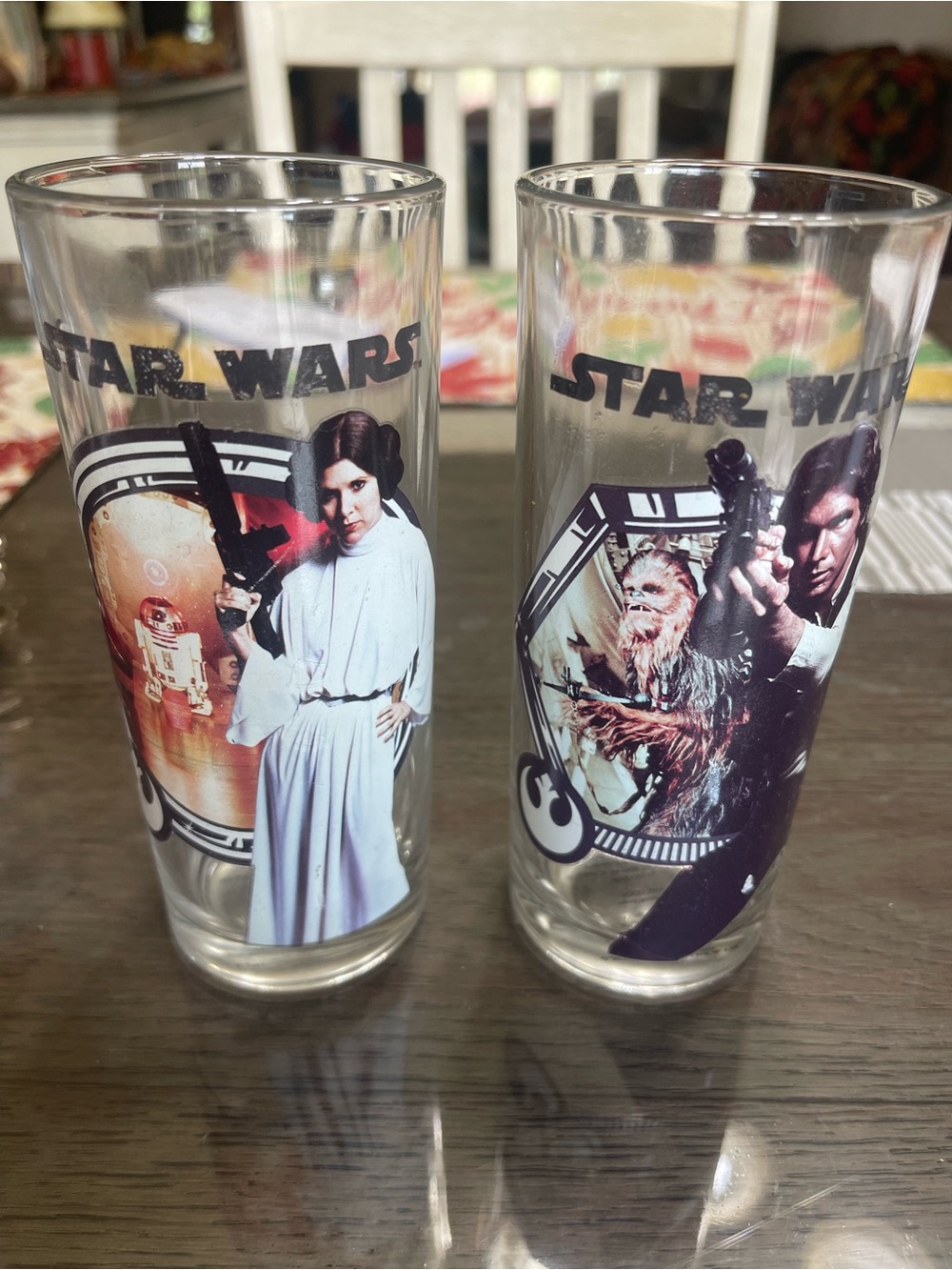 Star Wars Clear Glass Tumblers with Leia, Han & Chewbacca Artwork